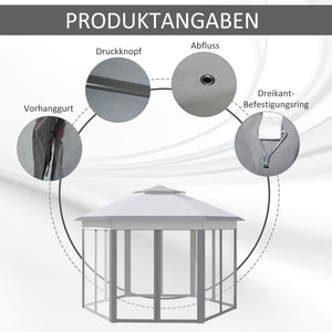 Faltpavillon 4x4m Pop-Up-Zelt Doppeldach Grau