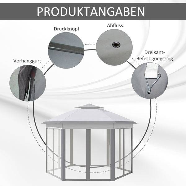 Faltpavillon 4x4m Pop-Up-Zelt Doppeldach Grau