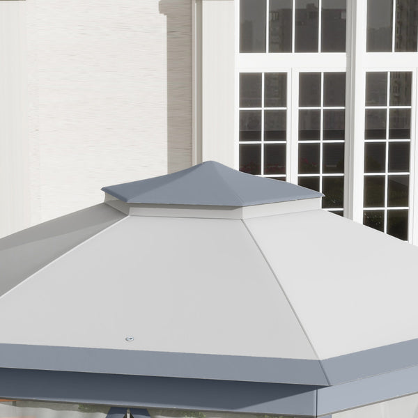 Faltpavillon 4x4m Pop-Up-Zelt Doppeldach Grau