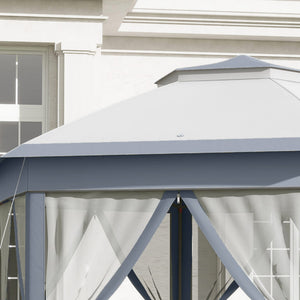 Faltpavillon 4x4m Pop-Up-Zelt Doppeldach Grau