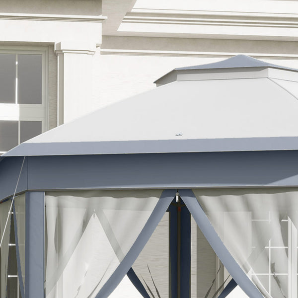Faltpavillon 4x4m Pop-Up-Zelt Doppeldach Grau