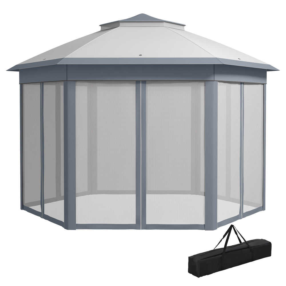 Faltpavillon 4x4m Pop-Up-Zelt Doppeldach Grau