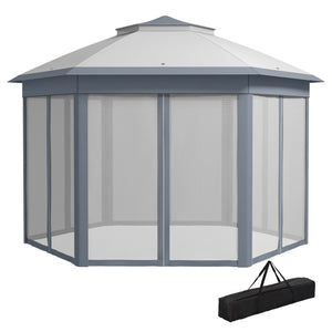 Faltpavillon 4x4m Pop-Up-Zelt Doppeldach Grau