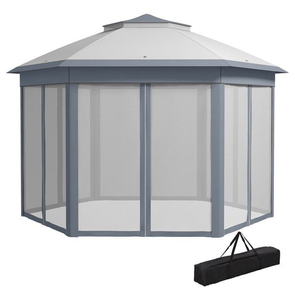 Faltpavillon 4x4m Pop-Up-Zelt Doppeldach Grau