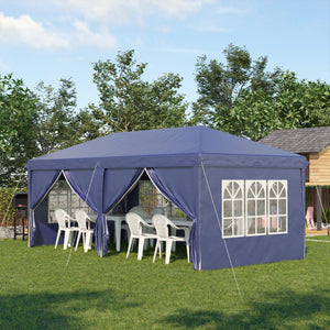 Faltpavillon 585x295m UV-Schutz mit Seitenwänden Blau