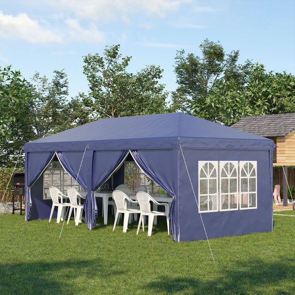 Faltpavillon 585x295m UV-Schutz mit Seitenwänden Blau