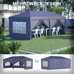 Faltpavillon 585x295m UV-Schutz mit Seitenwänden Blau
