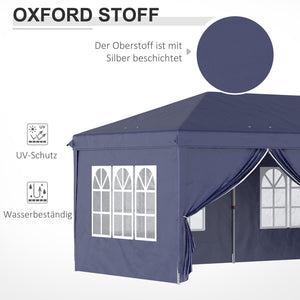 Faltpavillon 585x295m UV-Schutz mit Seitenwänden Blau