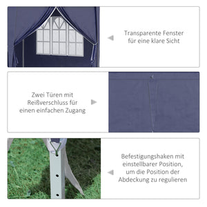 Faltpavillon 585x295m UV-Schutz mit Seitenwänden Blau