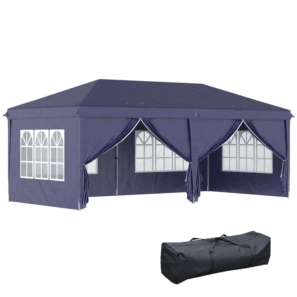 Faltpavillon 585x295m UV-Schutz mit Seitenwänden Blau