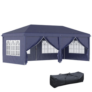 Faltpavillon 585x295m UV-Schutz mit Seitenwänden Blau