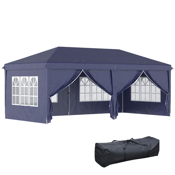 Faltpavillon 585x295m UV-Schutz mit Seitenwänden Blau