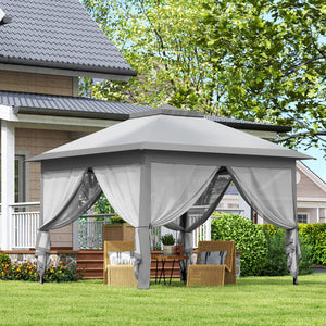 Faltpavillon für Garten mit Netzvorhängen wetterfest grau