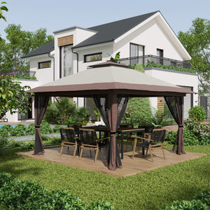 Faltpavillon höhenverstellbar mit Netzwänden 4x4m beige