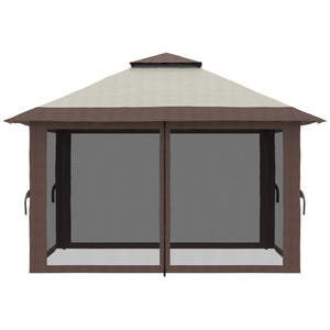 Faltpavillon höhenverstellbar mit Netzwänden 4x4m beige