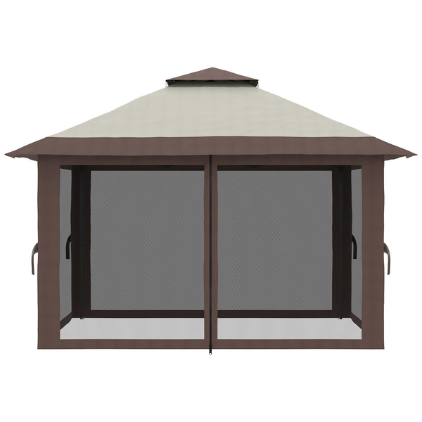 Faltpavillon höhenverstellbar mit Netzwänden 4x4m beige