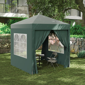 Faltpavillon mit abnehmbaren Seitenwänden und Fenster 2x2m grün