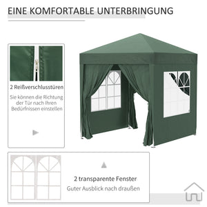 Faltpavillon mit abnehmbaren Seitenwänden und Fenster 2x2m grün