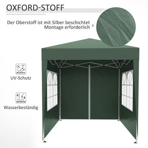 Faltpavillon mit abnehmbaren Seitenwänden und Fenster 2x2m grün