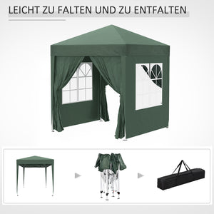 Faltpavillon mit abnehmbaren Seitenwänden und Fenster 2x2m grün