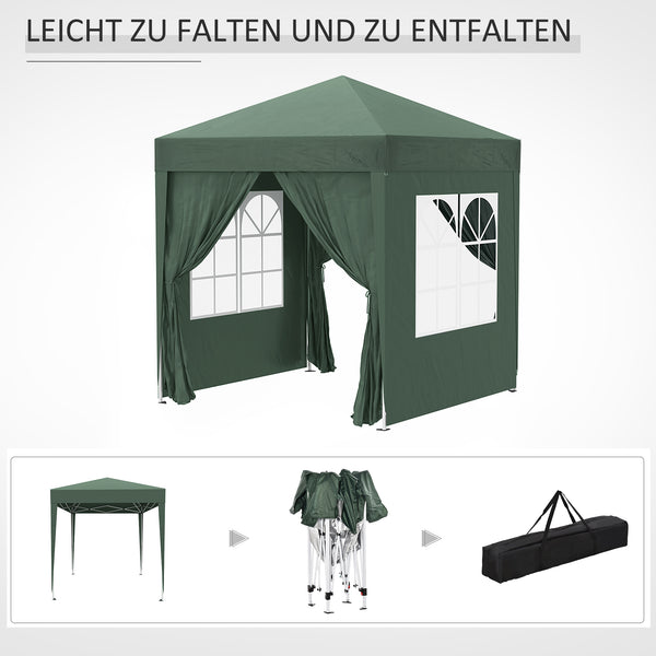 Faltpavillon mit abnehmbaren Seitenwänden und Fenster 2x2m grün