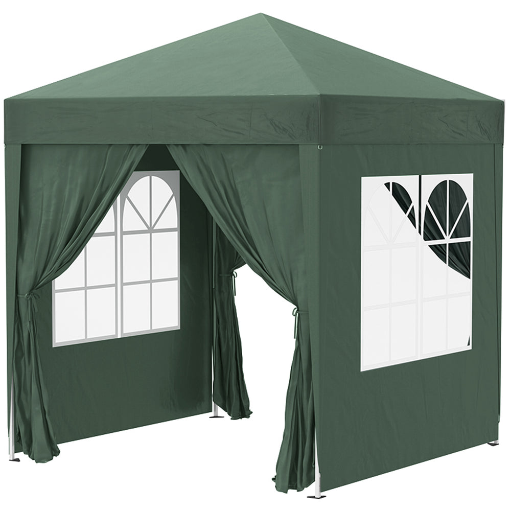 Faltpavillon mit abnehmbaren Seitenwänden und Fenster 2x2m grün