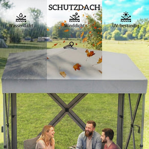 Faltpavillon wasserdicht faltbar mit Seitenteilen UV-Schutz