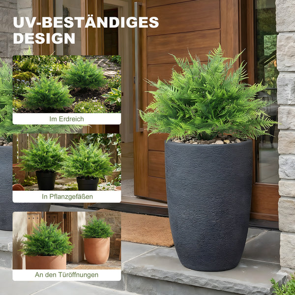 Farnbusch künstlich UV-beständig Set für Garten und Balkon 60cm