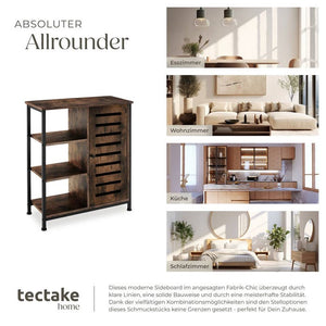 Sideboard 71x32x82cm Industrial dunkelbraun Türanschlag rechts