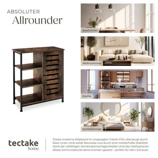Sideboard 71x32x82cm Industrial dunkelbraun Türanschlag rechts