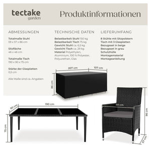 Aluminium Rattan Sitzgruppe Menorca schwarz
