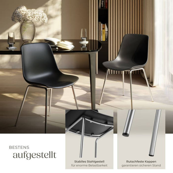 Kunststoffstuhl Mave schwarz/chrom 2er Set