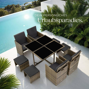 Rattan Sitzgruppe Bilbao 4+4+1 natur