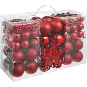 Set of 86 red Christmas baubles