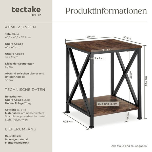Beistelltisch Carlton Industrial Holz dunkel, rustikal