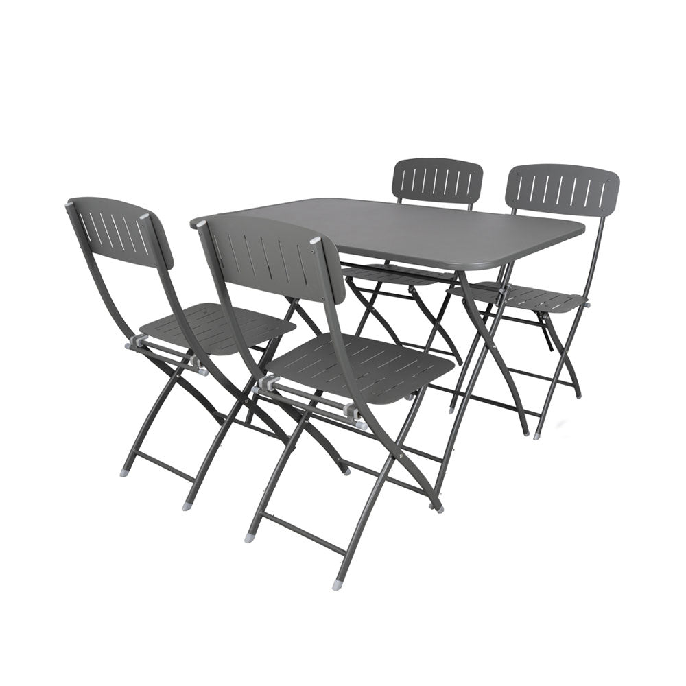 CONTINI garden table 110x70cm with 4 chairs, metal, anthracite