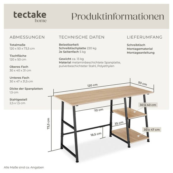 Schreibtisch Paisley Industrial Holz hell, Eiche Sonoma