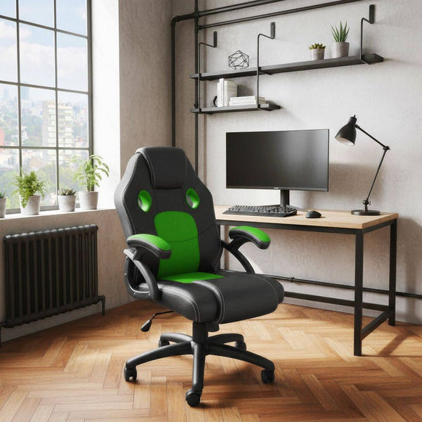 Mike office chair, black/green