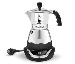 Italienische Kaffeemaschine - elektrischer Timer, Alu, 3 Tassen, 170 W