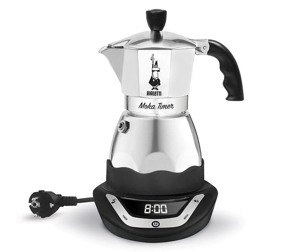 Italienische Kaffeemaschine - elektrischer Timer, Alu, 3 Tassen, 170 W