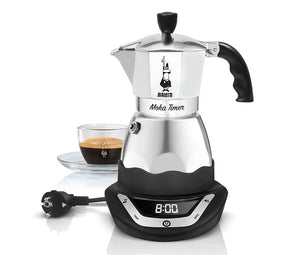 Italienische Kaffeemaschine - elektrischer Timer, Alu, 3 Tassen, 170 W
