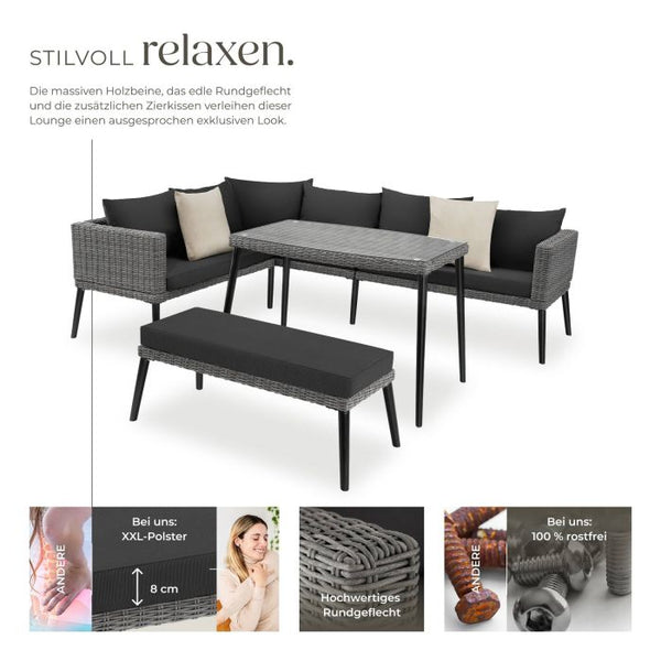 Aluminium Rattan Lounge Lounge Pula grau