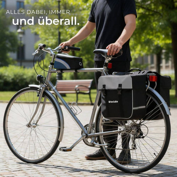 Set Fahrradtasche Georg und Fahrradrahmentasche schwarz/blau 20 x 9,5 x 10 cm