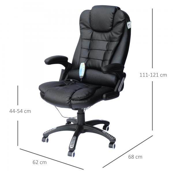 Massage-Chefsessel mit Wärmefunktion drehbar schwarz
