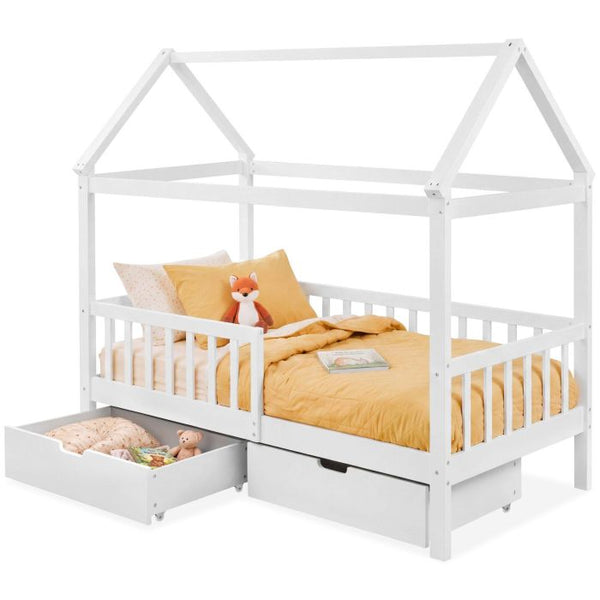 Kinderbett Hailey mit Schubladen Kiefernholz weiss 80 x 160 cm