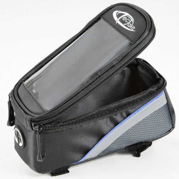 Fahrradtasche mit Rahmen-Befestigung für Smartphones schwarz/grau/blau 18 x 8,5 x 8,5 cm