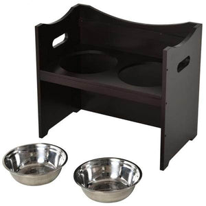 Fressnapf Hund höhenverstellbar Futterstation MDF Edelstahl Dunkelbraun
