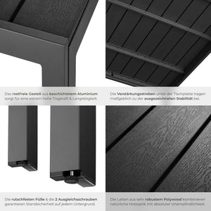 Aluminium Gartentisch Maren schwarz