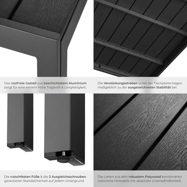 Aluminium Gartentisch Maren schwarz