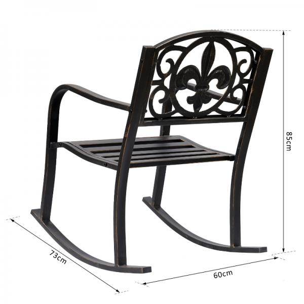 Schaukelstuhl Gartenstuhl antik Metall Bronze
